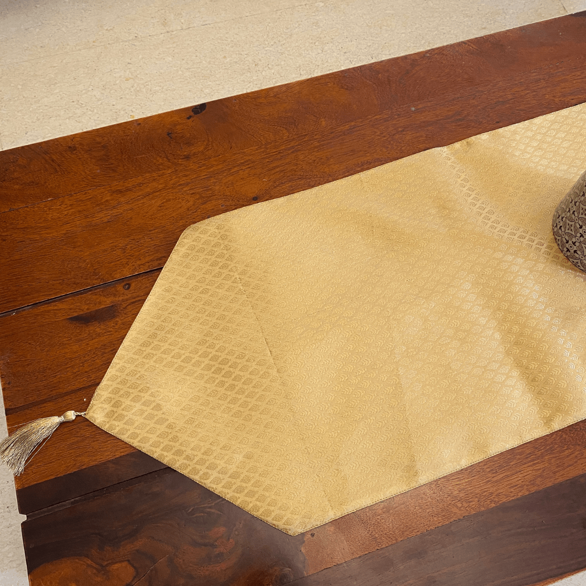 Mirage Desert Sand Brocade Table Runner 12" x 72" - Coral Slub -